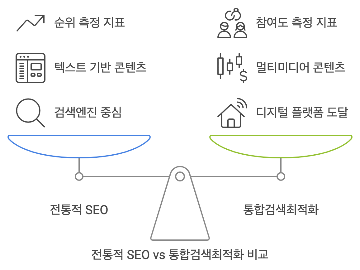 전통적 SEO vs 통합검색최적화 비교